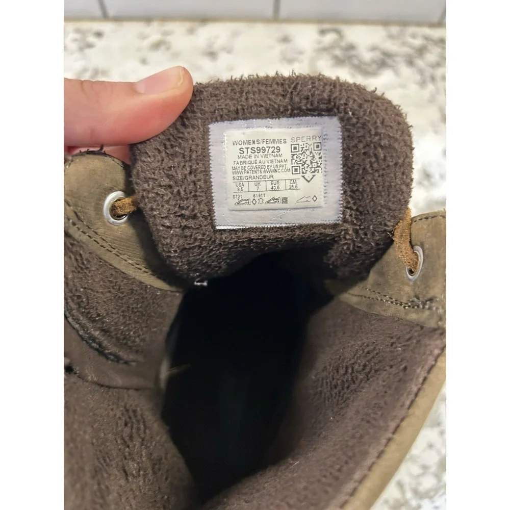 Sperry Top-Sider Womens Saltwater Duck Rubber Boots Leather Top Olive Green‎ 9.5